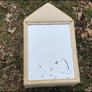 Antique Medicine Cabinet Wood Old White Paint Mirror Primitive Bathroom Storage